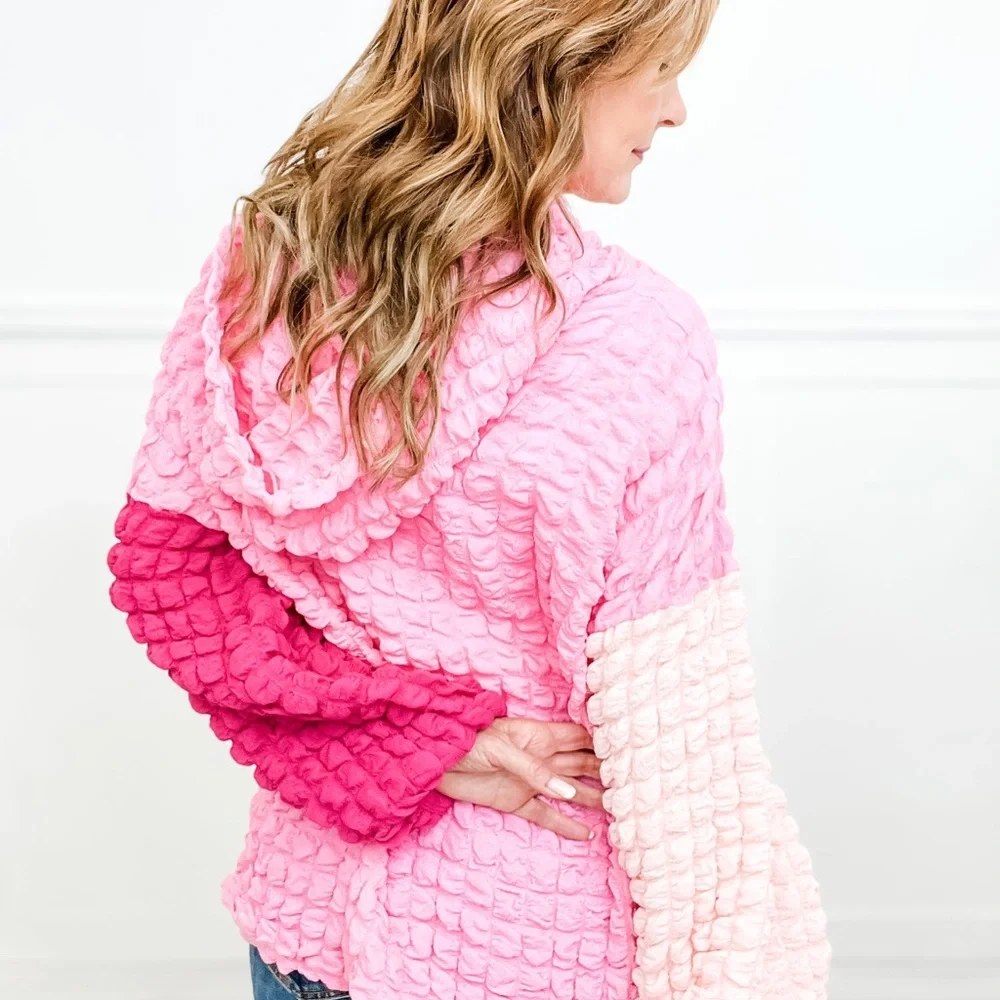 BiBi Colorful Bubble Woven Textured Hoodie - Picture 4 of 7